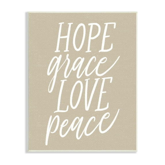Stupell Industries Hope Grace Love Peace Grainy Patterned Sign,13 x 19, Design by Doodles.Ink.