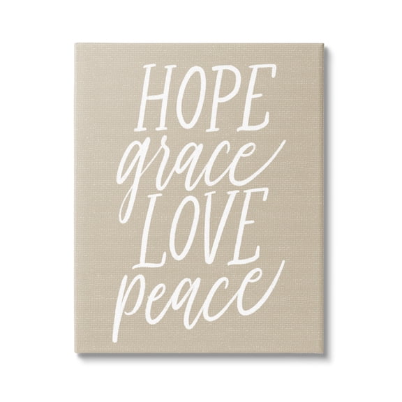 Stupell Industries Hope Grace Love Peace Grainy Patterned Sign,16 x 20, Design by Doodles.Ink.