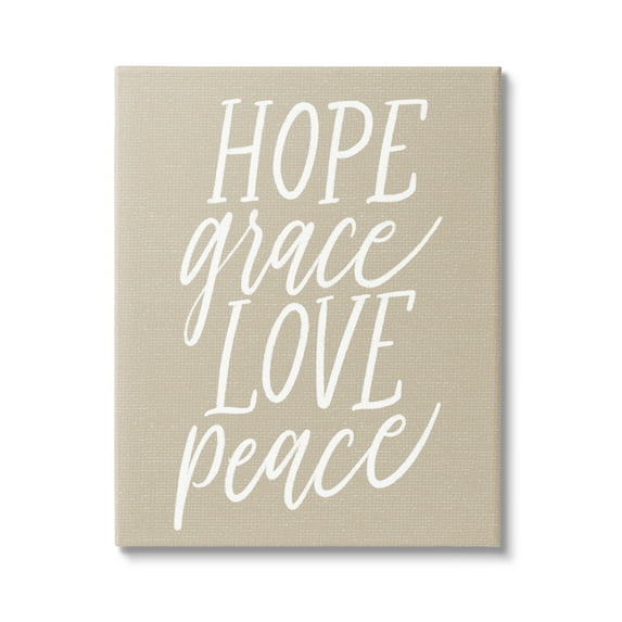 Stupell Industries Hope Grace Love Peace Grainy Patterned Sign,30 x 40, Design by Doodles.Ink.