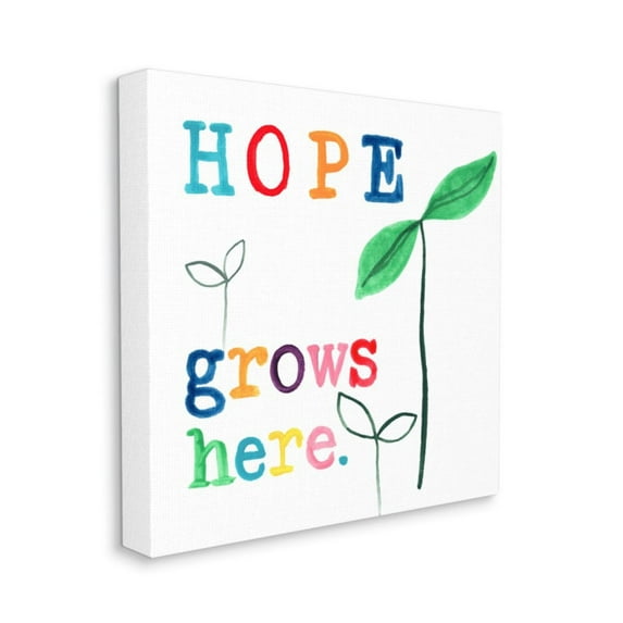 Stupell Industries Hope Grows Here Fun Colorful Phrase with Plants Design by June Erica Vess, 24" x 24"