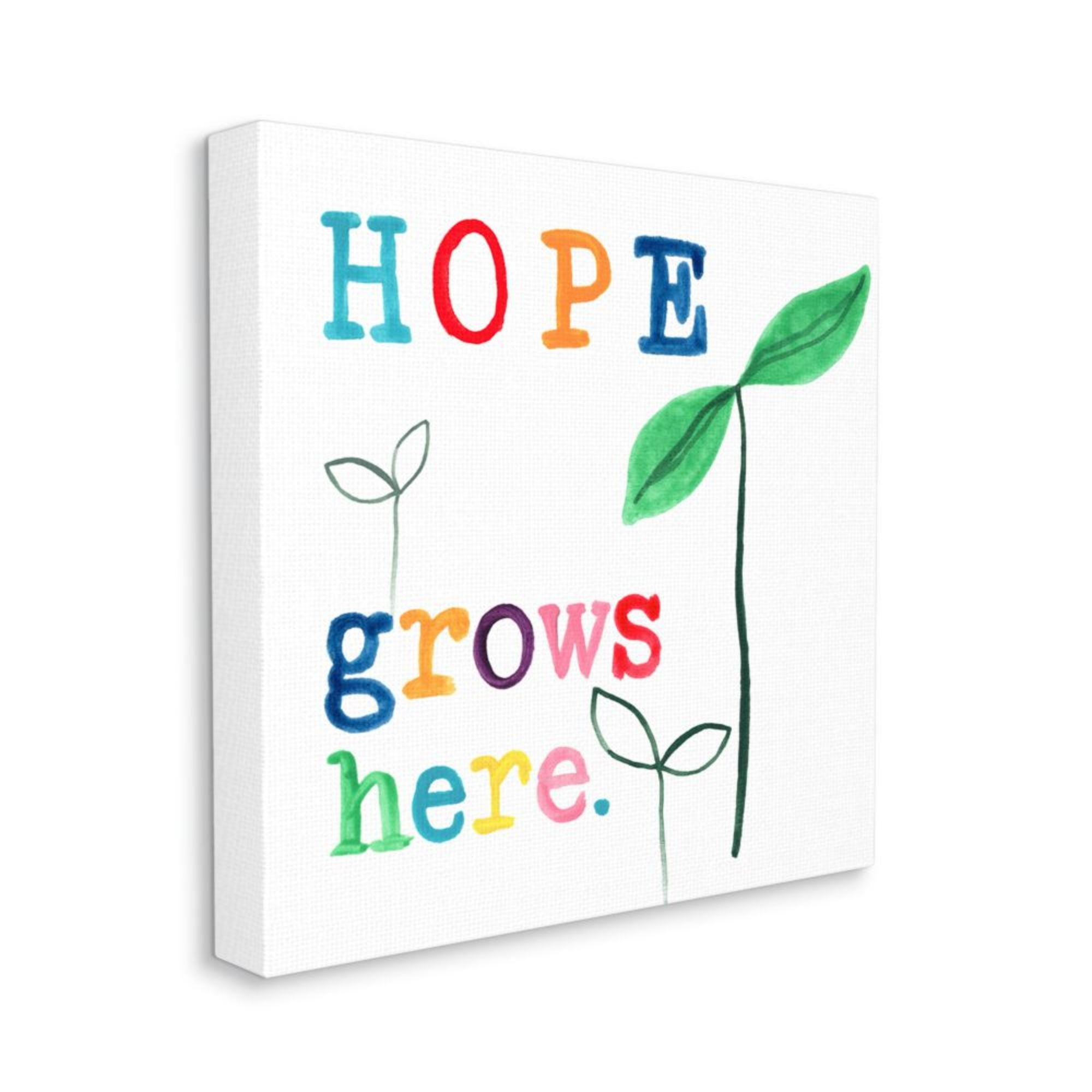 Stupell Industries Hope Grows Here Fun Colorful Phrase with Plants Design by June Erica Vess, 36" x 36"