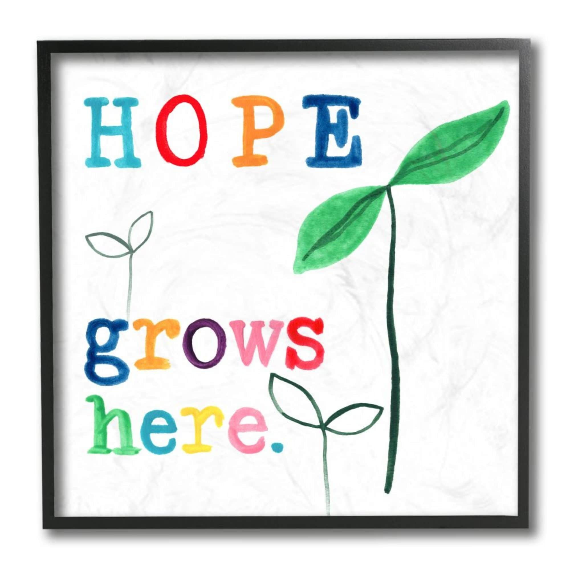 Stupell Industries Hope Grows Here Fun Colorful Phrase with Plants Design by June Erica Vess