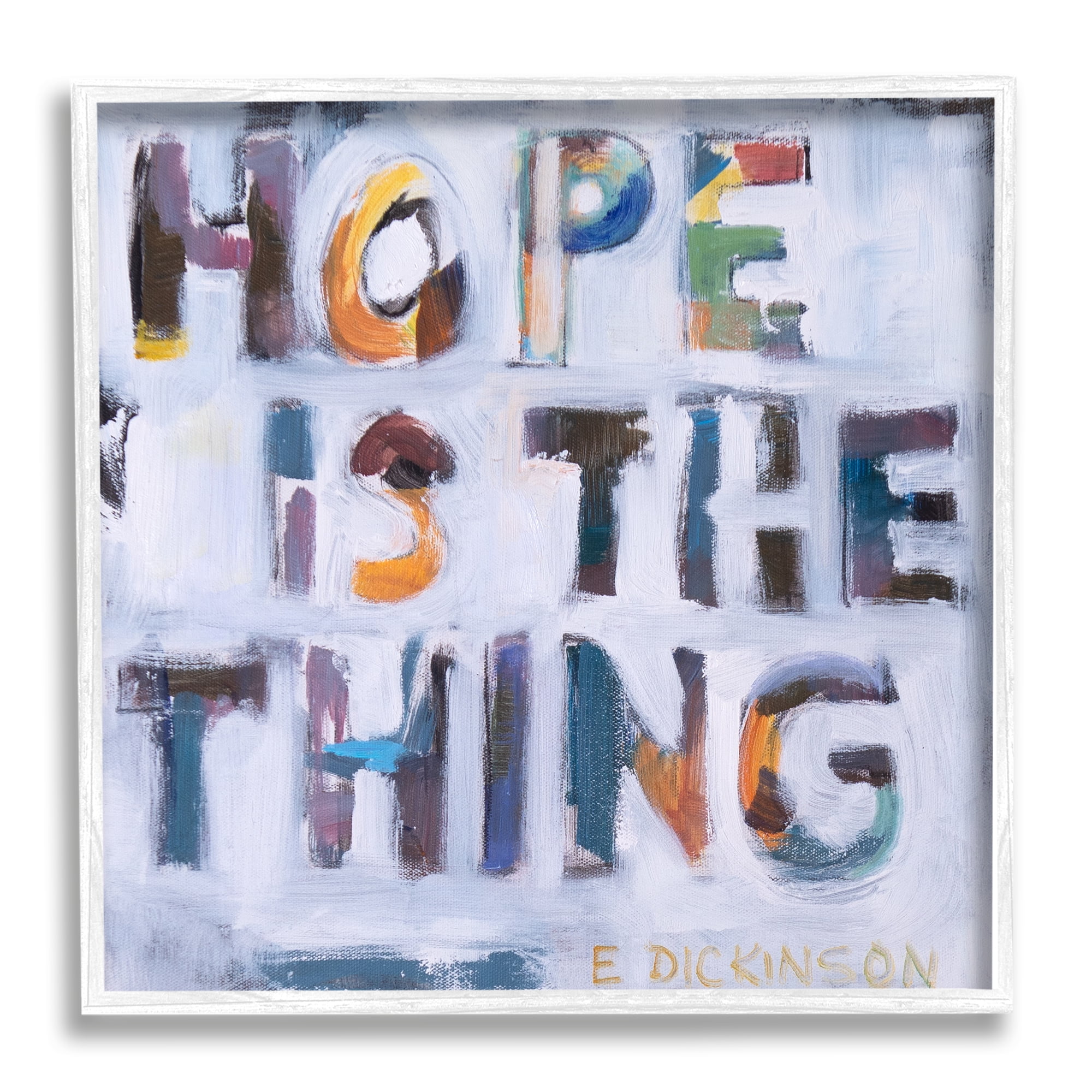 Stupell Industries Hope Is the Thing Motivational Dickinson Phrase Abstract, 17 x 17, Design by Susanne Marie