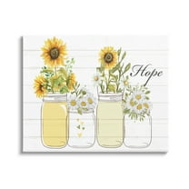 Stupell Industries Hope Script Sunflower Jars Rustic Country Flowers Graphic Art Gallery Wrapped Canvas Print Wall Art, Design by Kim Allen