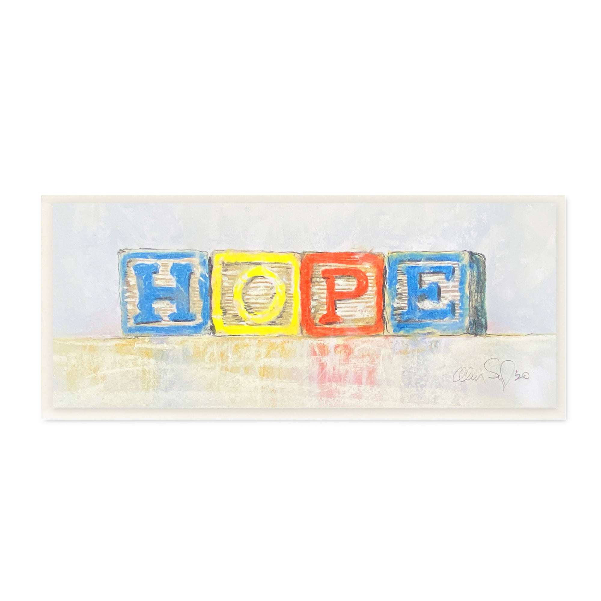 Stupell Industries Hope Typography Vintage Kids' Building Block Arrangement Inspirational Painting Unframed Art Print Wall Art, 7 x 17