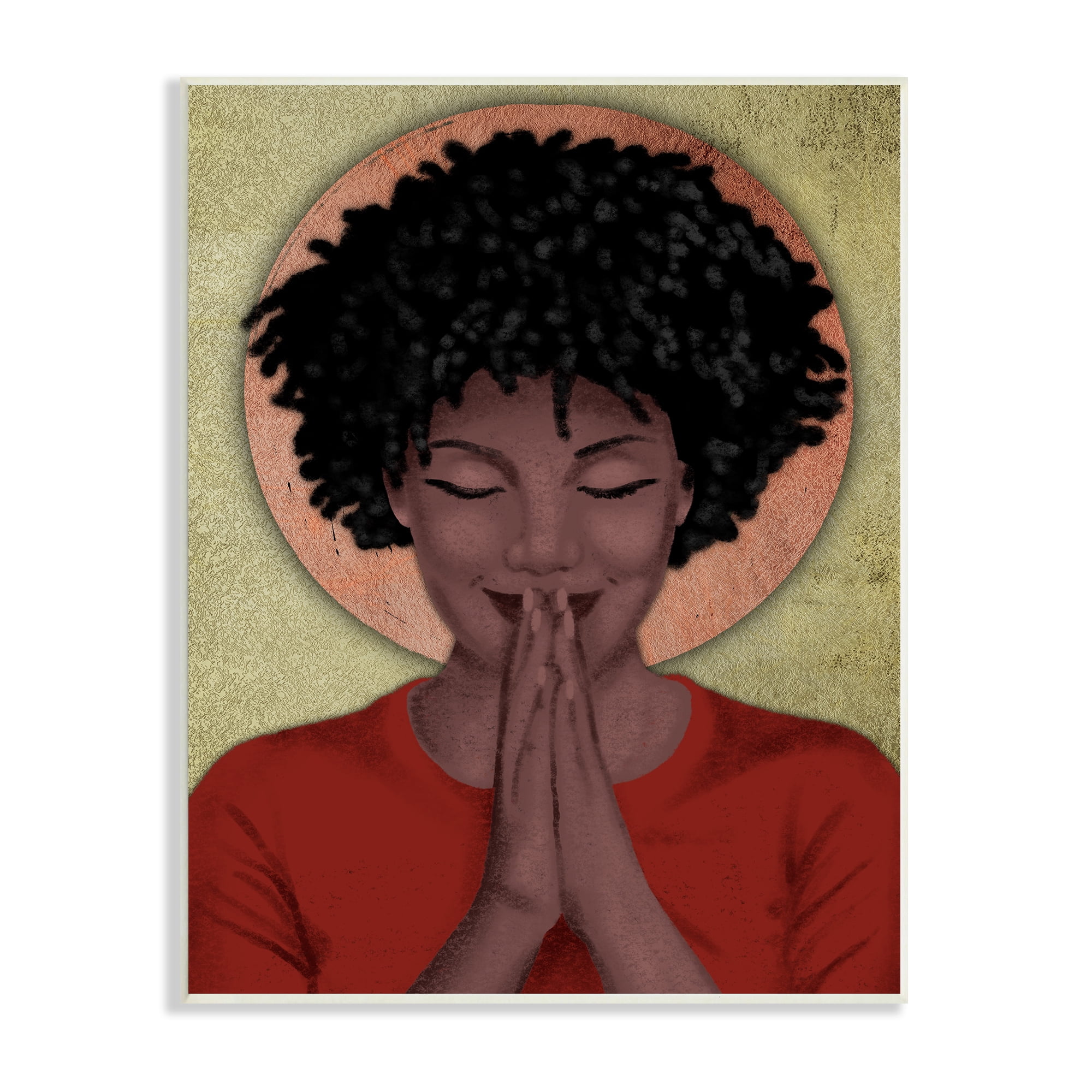 Stupell Industries Hopeful Woman in Prayer Geometric Sun Shape World Cultures Painting Unframed Art Print Wall Art, 10 x 15