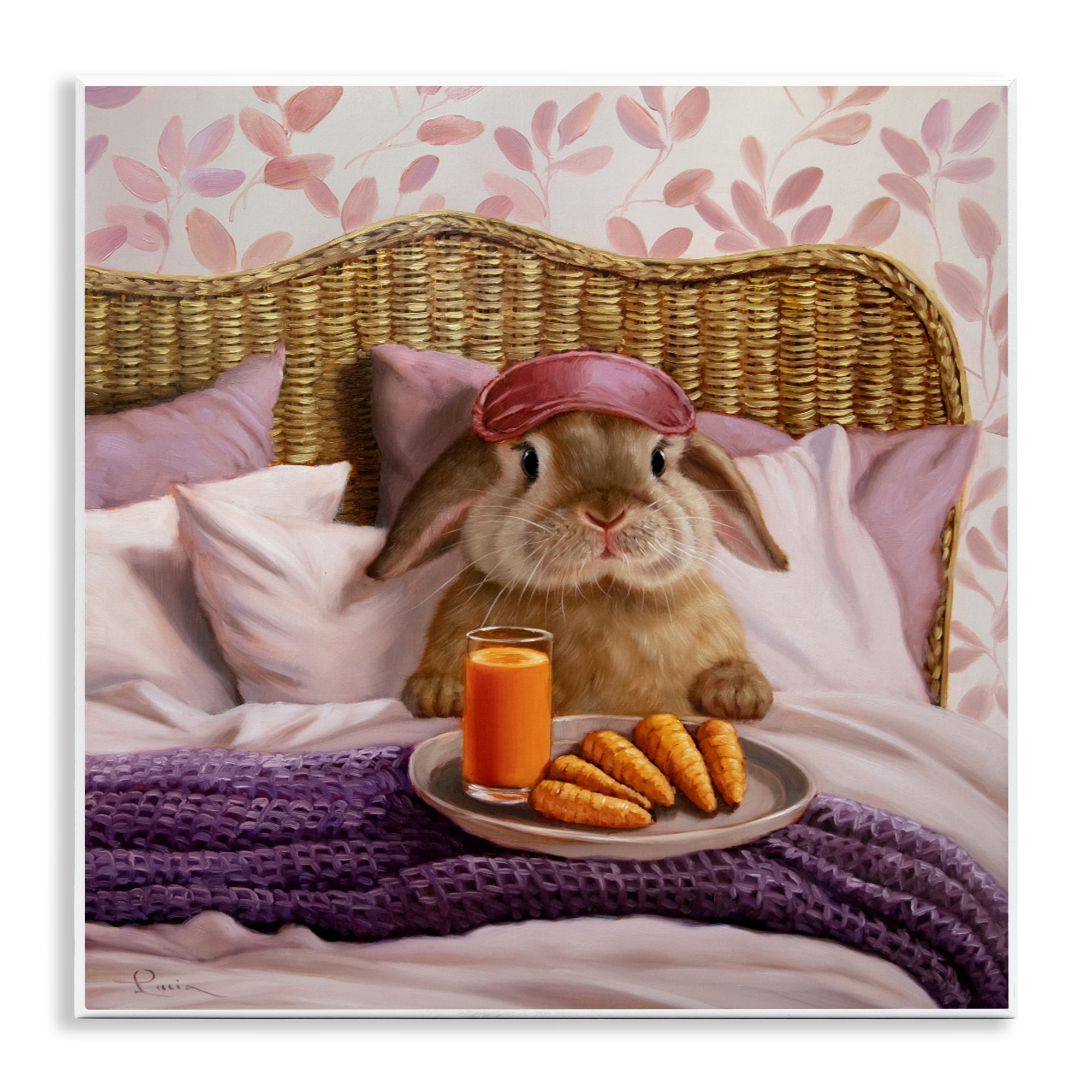 Stupell Industries Hoppy Meal Bunny in Bed Wall Plaque Art, design by Lucia Heffernan