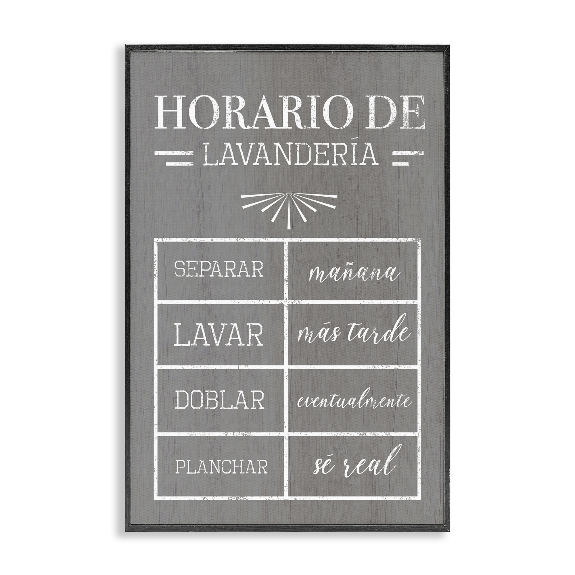 Stupell Industries Horario de Lavandería Bath & Laundry Painting Black Framed Art Print Wall Art, 20 x 30