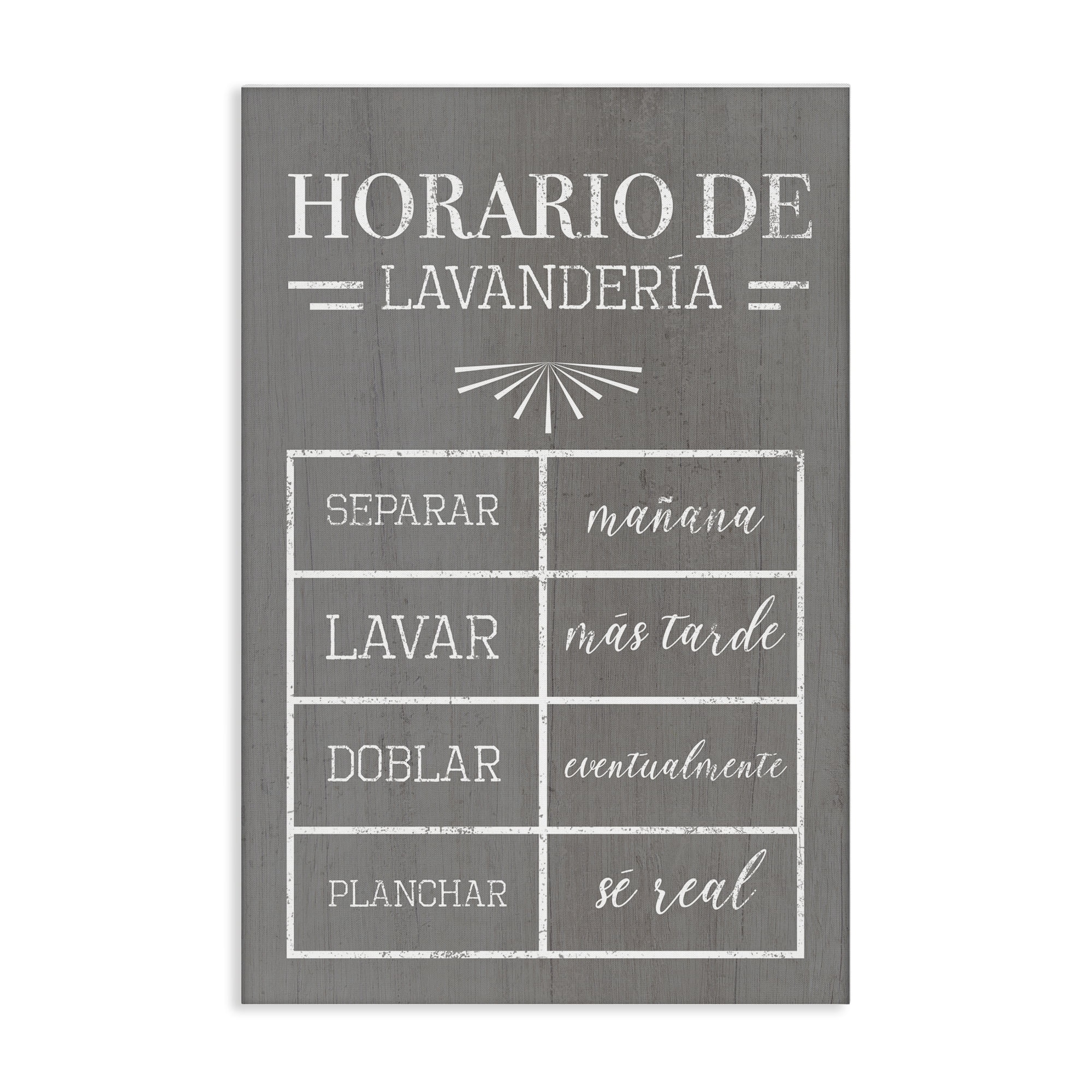 Stupell Industries Horario de Lavandería Bath & Laundry Painting Wrapped Canvas Art Print Wall Art, 20 x 30
