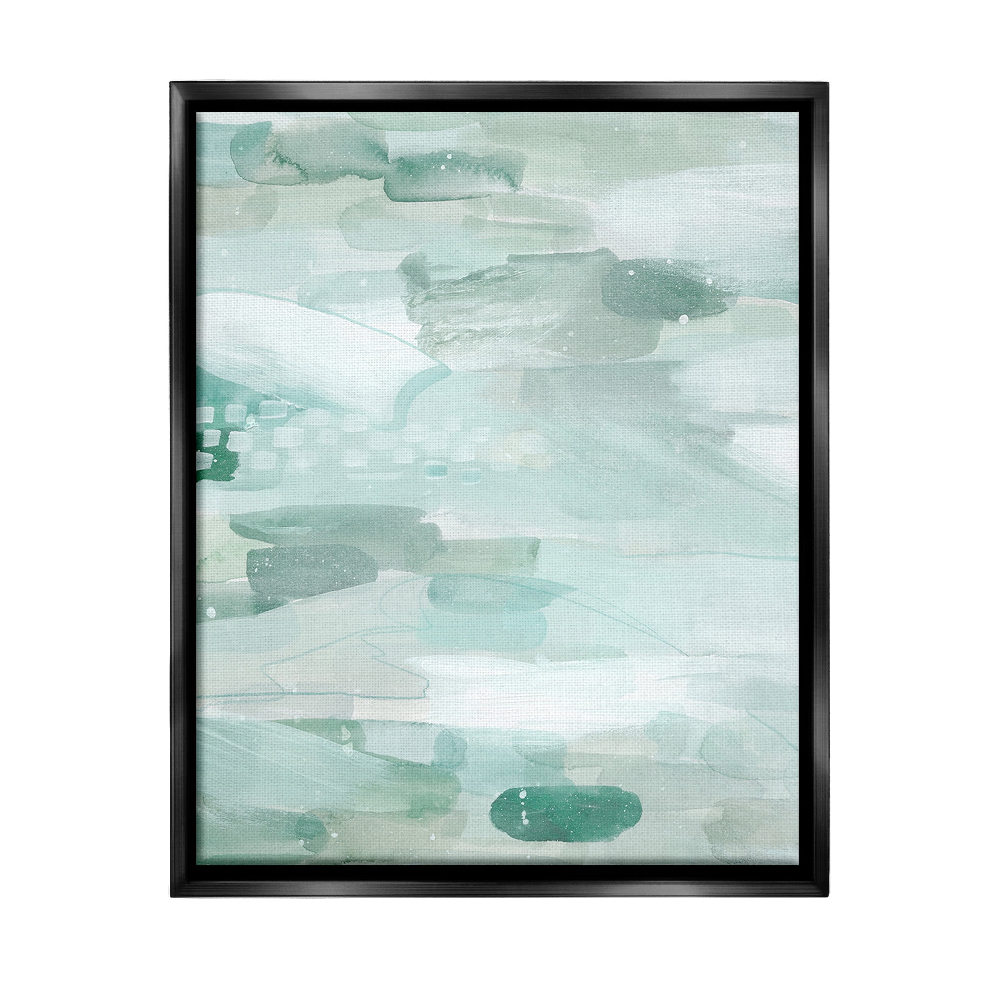 Stupell Industries Horizontal Green Strokes Abstract Painting Black Floater Framed Canvas Art Print Wall Art, 25 x 31