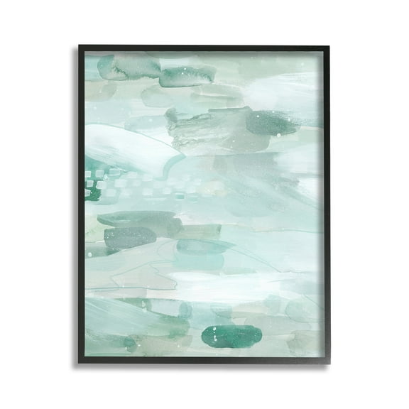 Stupell Industries Horizontal Green Strokes Abstract Painting Black Framed Art Print Wall Art, 11 x 14