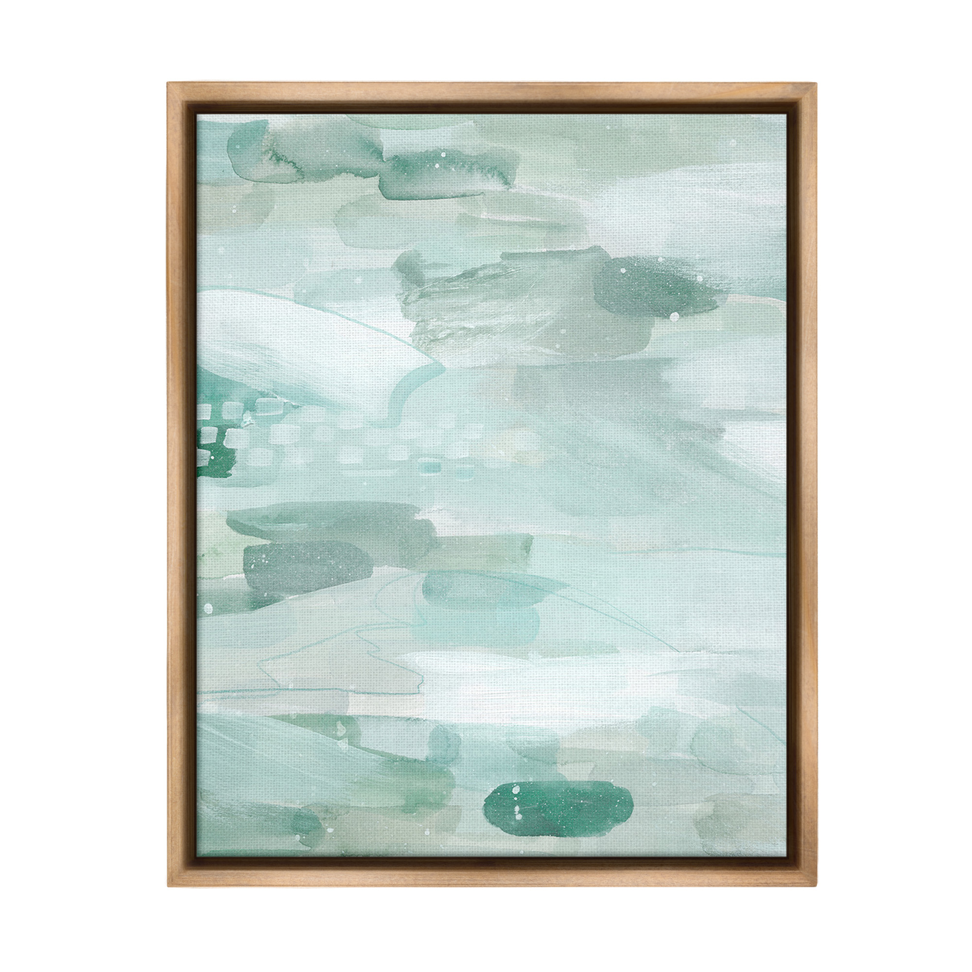 Stupell Industries Horizontal Green Strokes Abstract Painting Brown Floater Framed Canvas Art Print Wall Art, 17 x 21