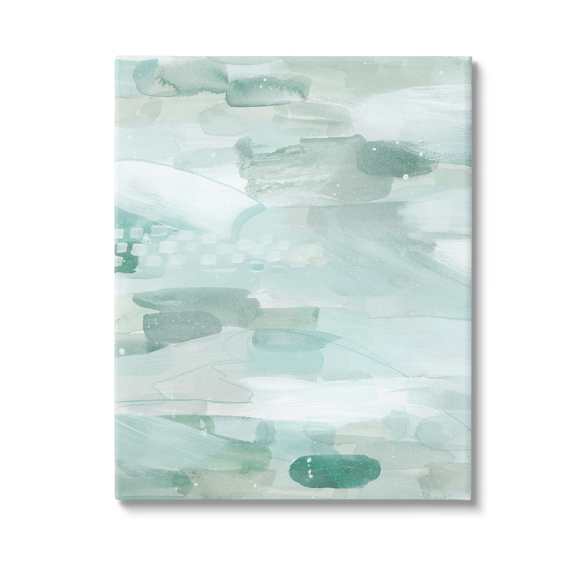 Stupell Industries Horizontal Green Strokes Abstract Painting Gallery Wrapped Canvas Art Print Wall Art, 36 x 48