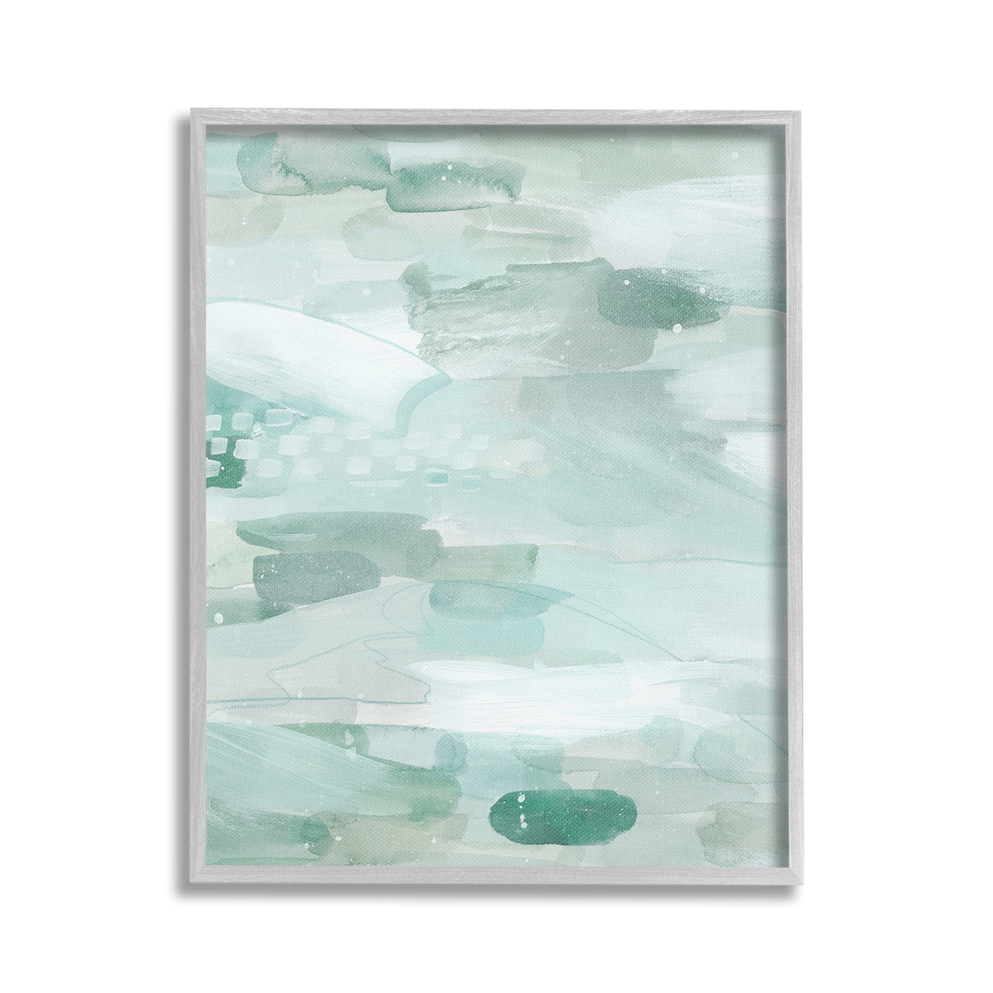 Stupell Industries Horizontal Green Strokes Abstract Painting Gray Framed Art Print Wall Art, 16 x 20