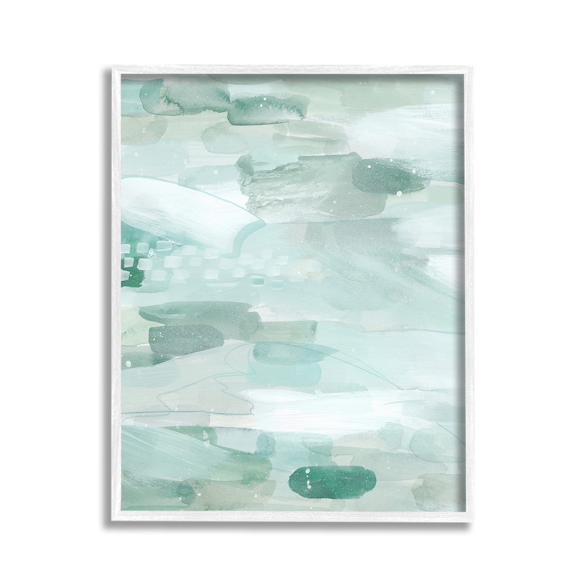 Stupell Industries Horizontal Green Strokes Abstract Painting White Framed Art Print Wall Art, 11 x 14