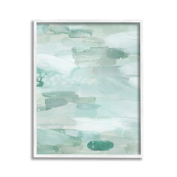 Stupell Industries Horizontal Green Strokes Abstract Painting White Framed Art Print Wall Art, 24 x 30