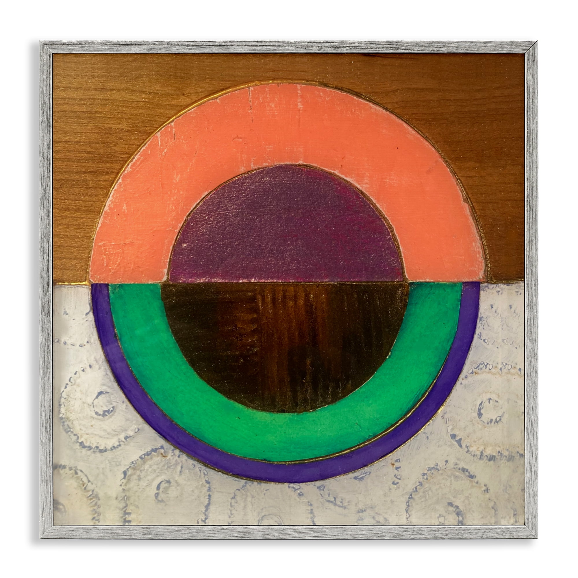 Stupell Industries Horizontal Split Circle Gray Framed Giclee Art, design by Matthew Finger