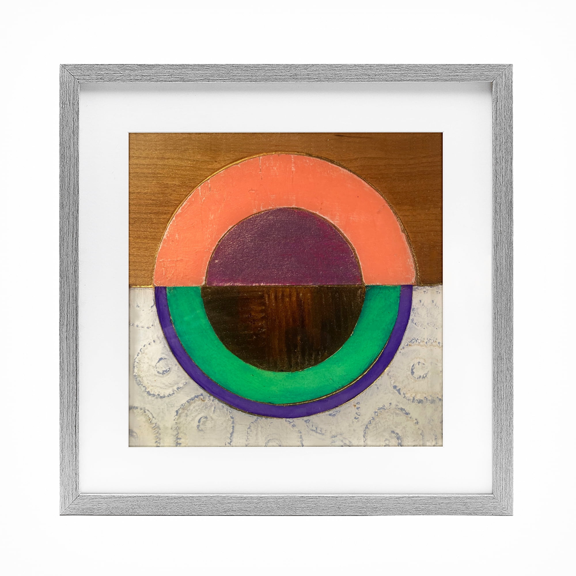 Stupell Industries Horizontal Split Circle Gray Framed Print Under Glass, design by Matthew Finger