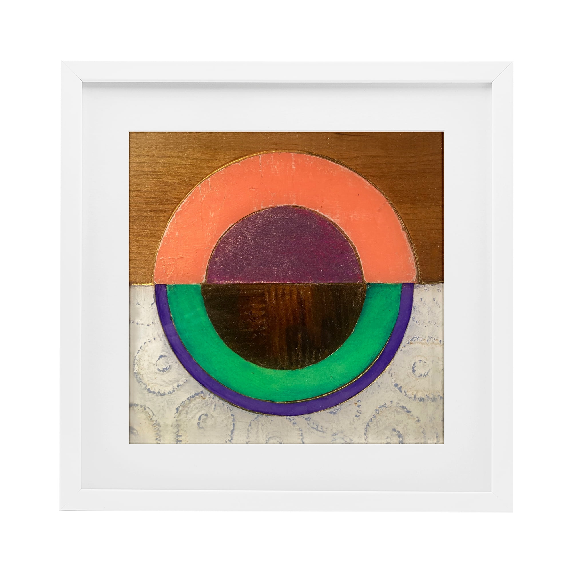 Stupell Industries Horizontal Split Circle White Framed Print Under Glass, design by Matthew Finger