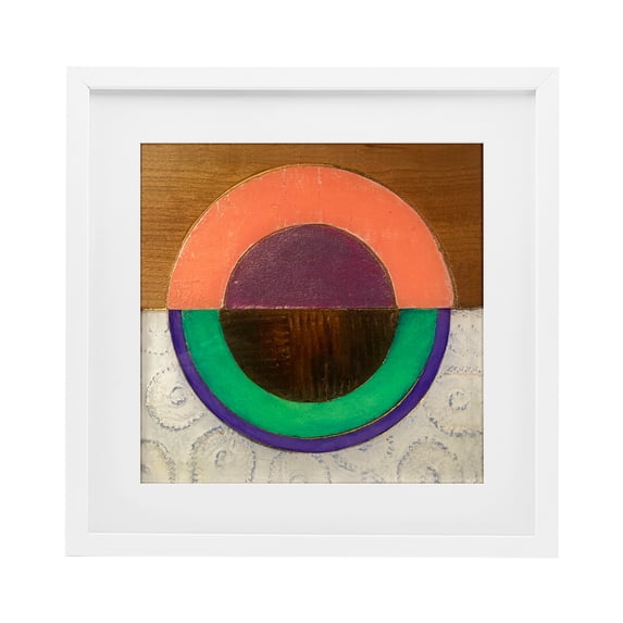 Stupell Industries Modern Horizontal Split Circle White Framed Print Under Glass, 16 x 16, by Matthew Finger