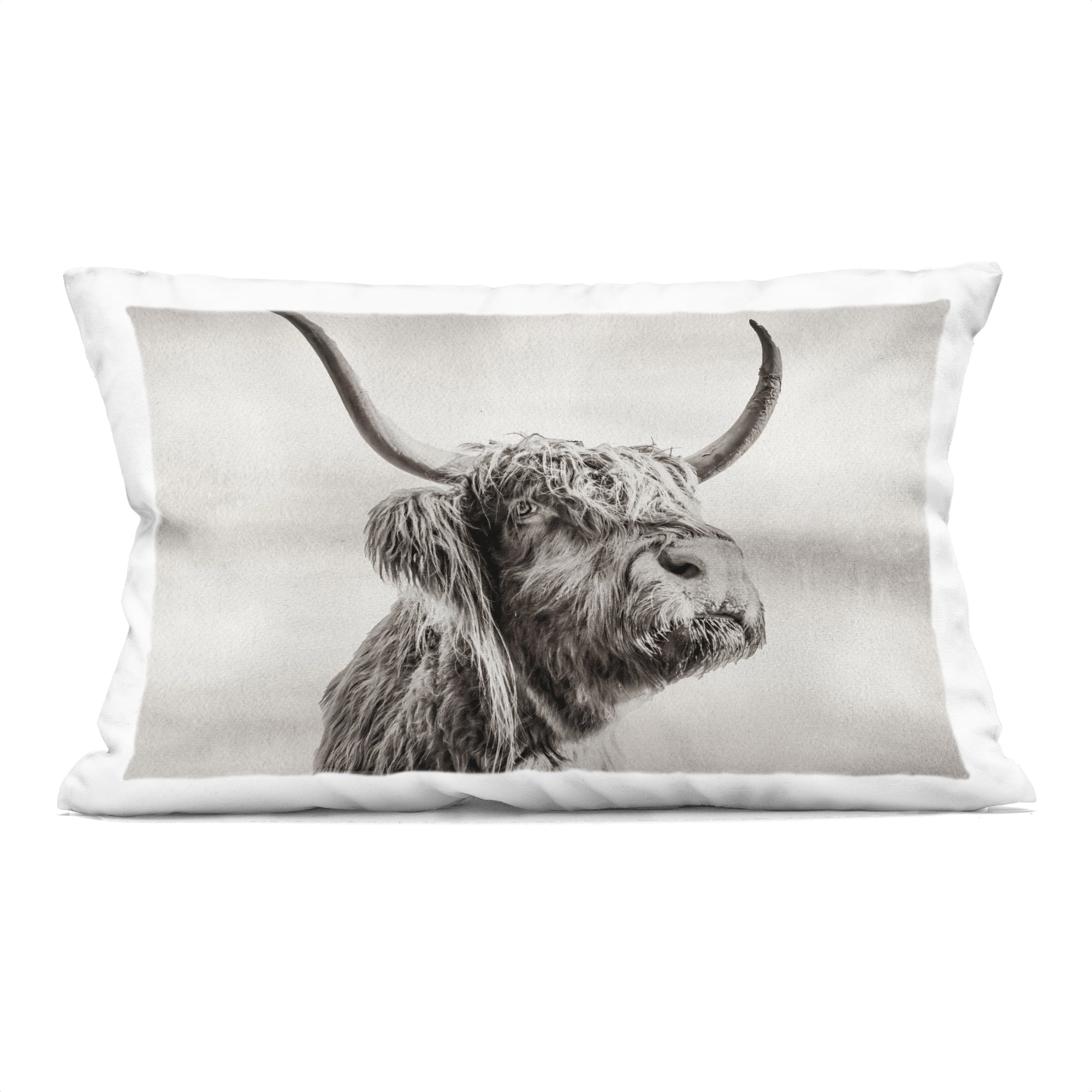Stupell Industries Horned Highland Cow Gazing Decorative Printed Throw Pillow, design by Julia Frost, 14 x 7 x 20
