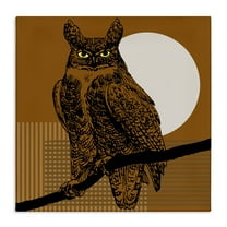Stupell Industries Horned Owl & Full Moon Animals & Insects Painting Gallery Wrapped Canvas Art Print Wall Art, 17 x 17