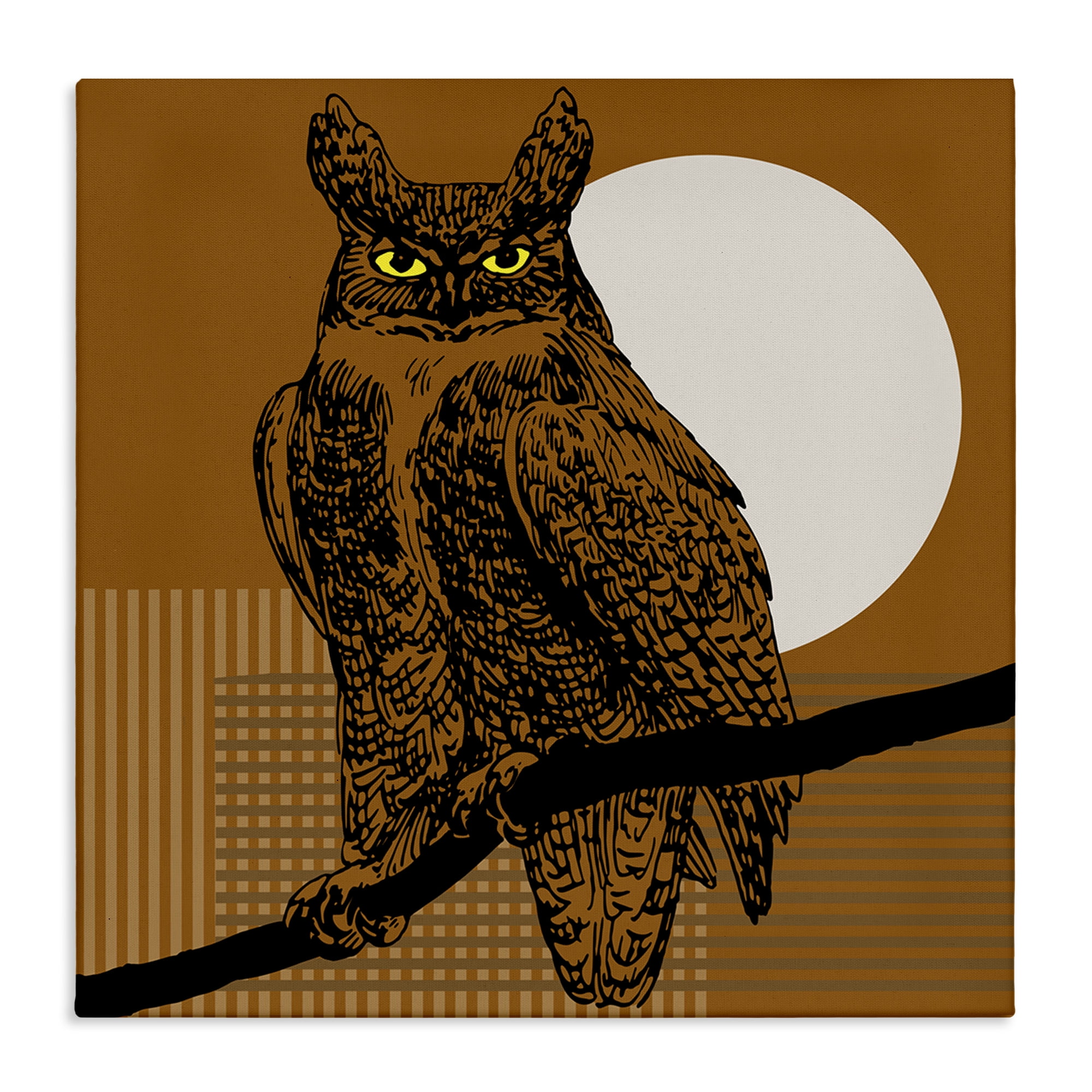 Stupell Industries Horned Owl & Full Moon Animals & Insects Painting Gallery Wrapped Canvas Art Print Wall Art, 30 x 30