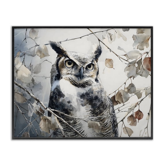 Stupell Industries Farmhouse Horned Owl Perched Black Framed Giclee Art, 14 x 11, by Franklyn Gregory