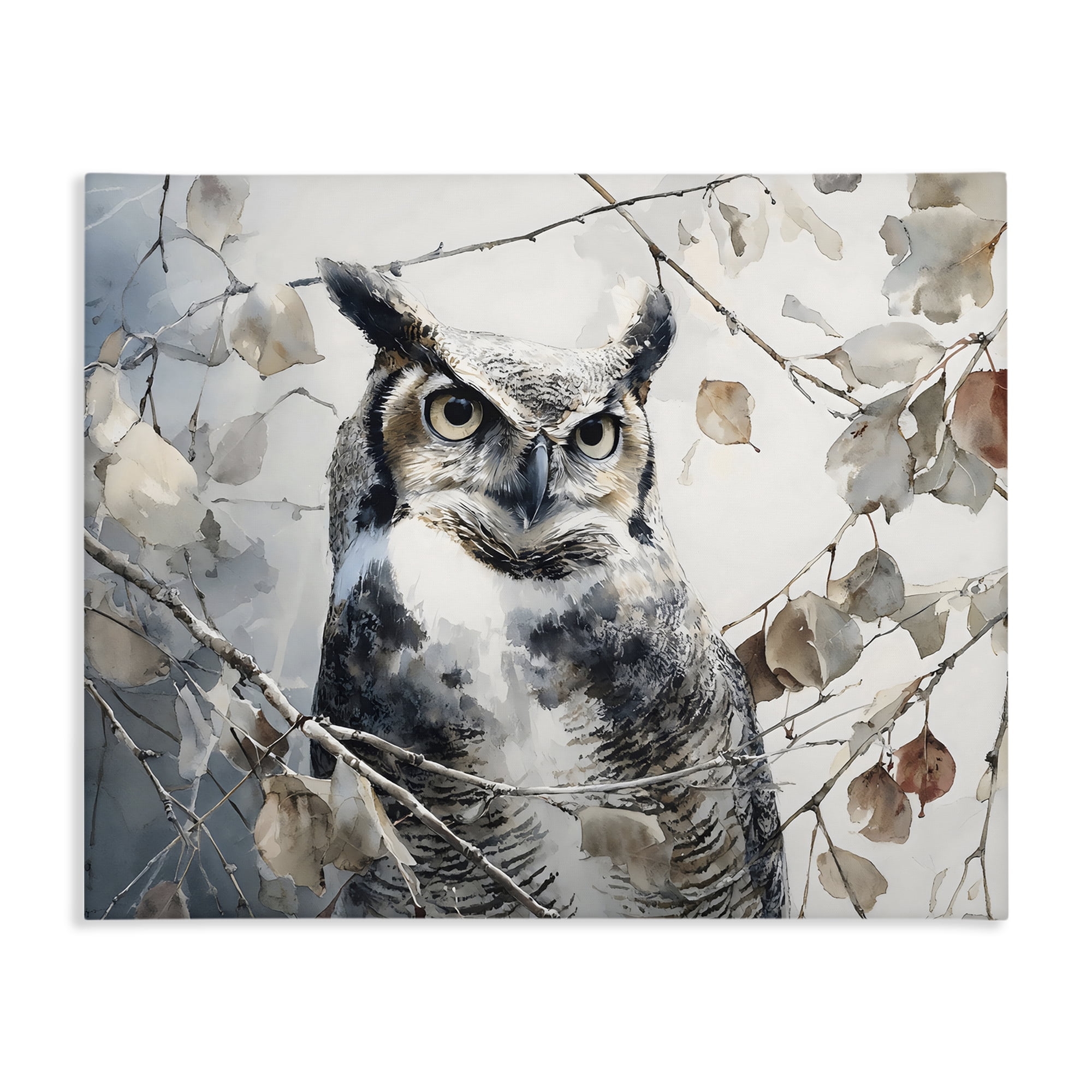Stupell Industries Horned Owl Perched Canvas Wall Art, design by Franklyn Gregory