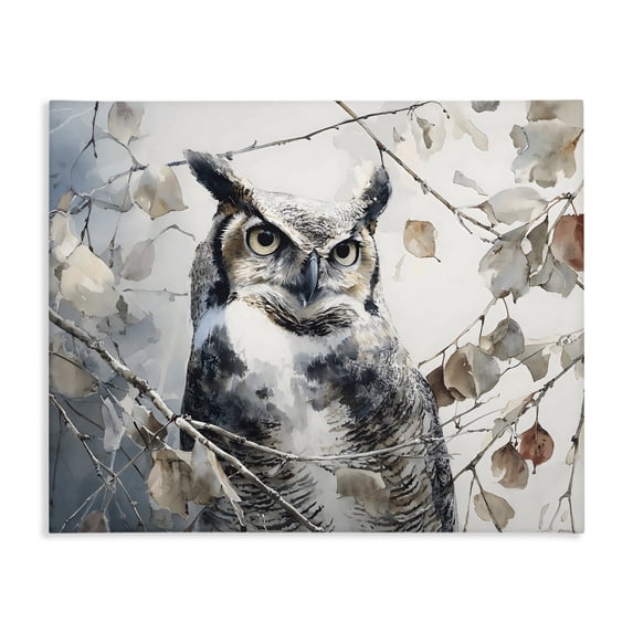 Stupell Industries Farmhouse Horned Owl Perched Canvas Art, 20 x 16, by Franklyn Gregory