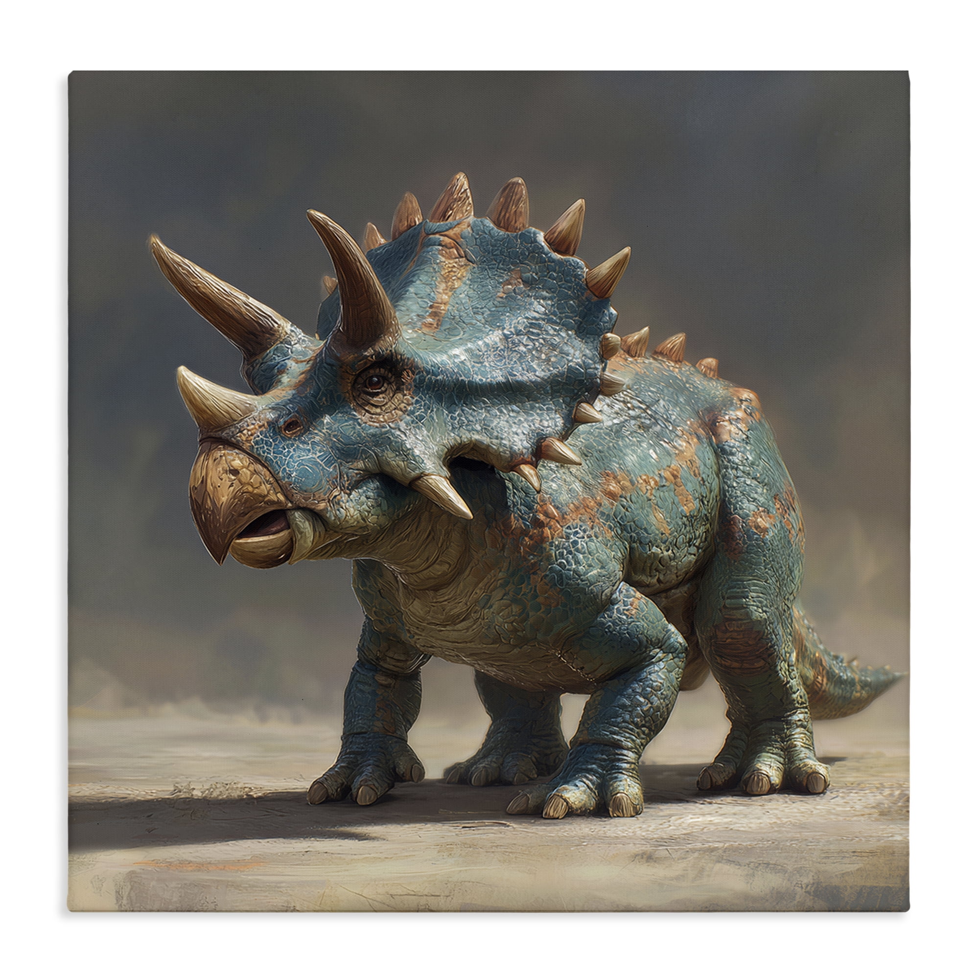 Stupell Industries Horned Triceratops at Sunrise Canvas Wall Art, design by Wumples