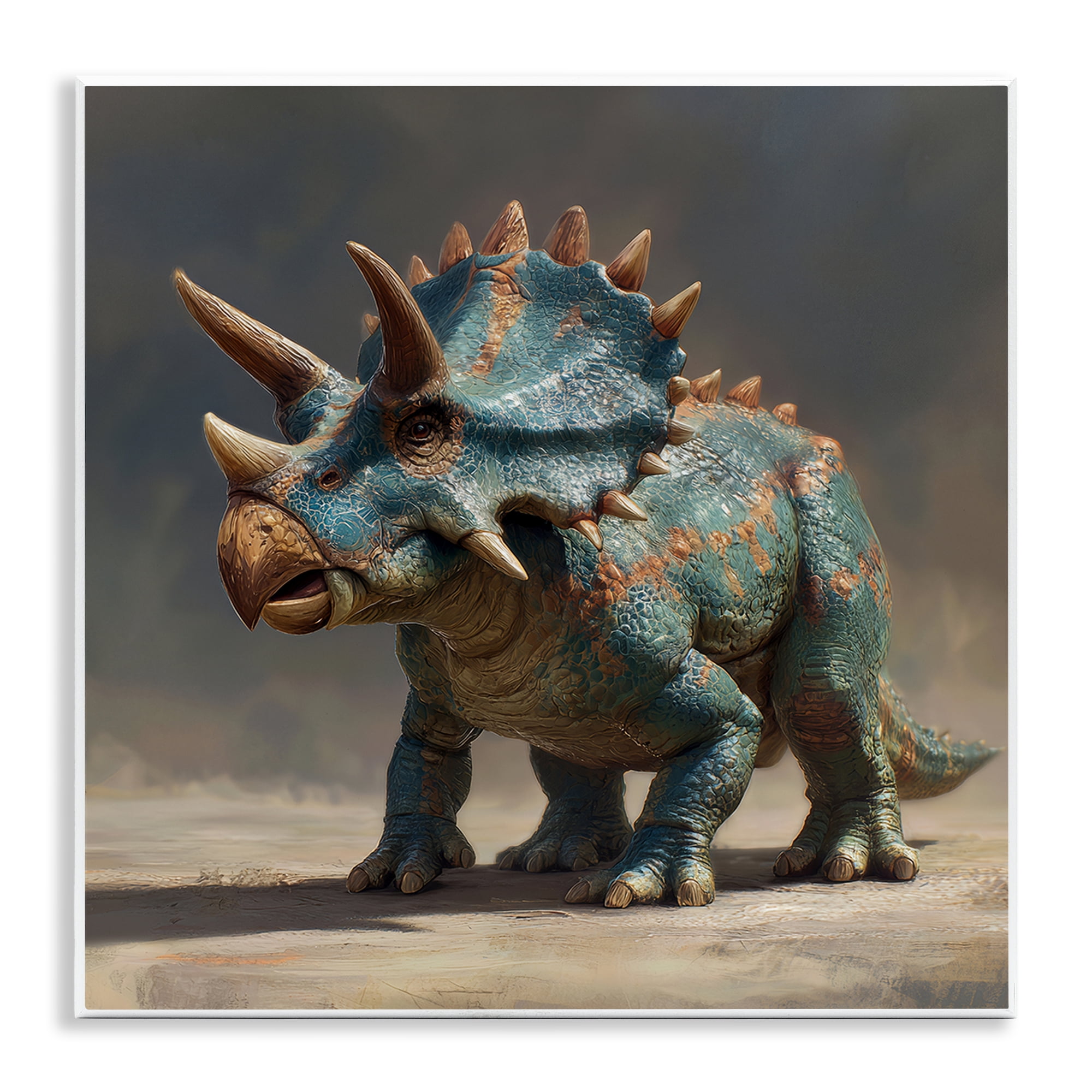 Stupell Industries Horned Triceratops at Sunrise Wall Plaque Art, design by Wumples