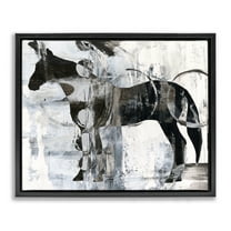 Stupell Industries Horse & Abstract Circles Animals & Insects Painting Black Floater Framed Canvas Art Print Wall Art, 21 x 17