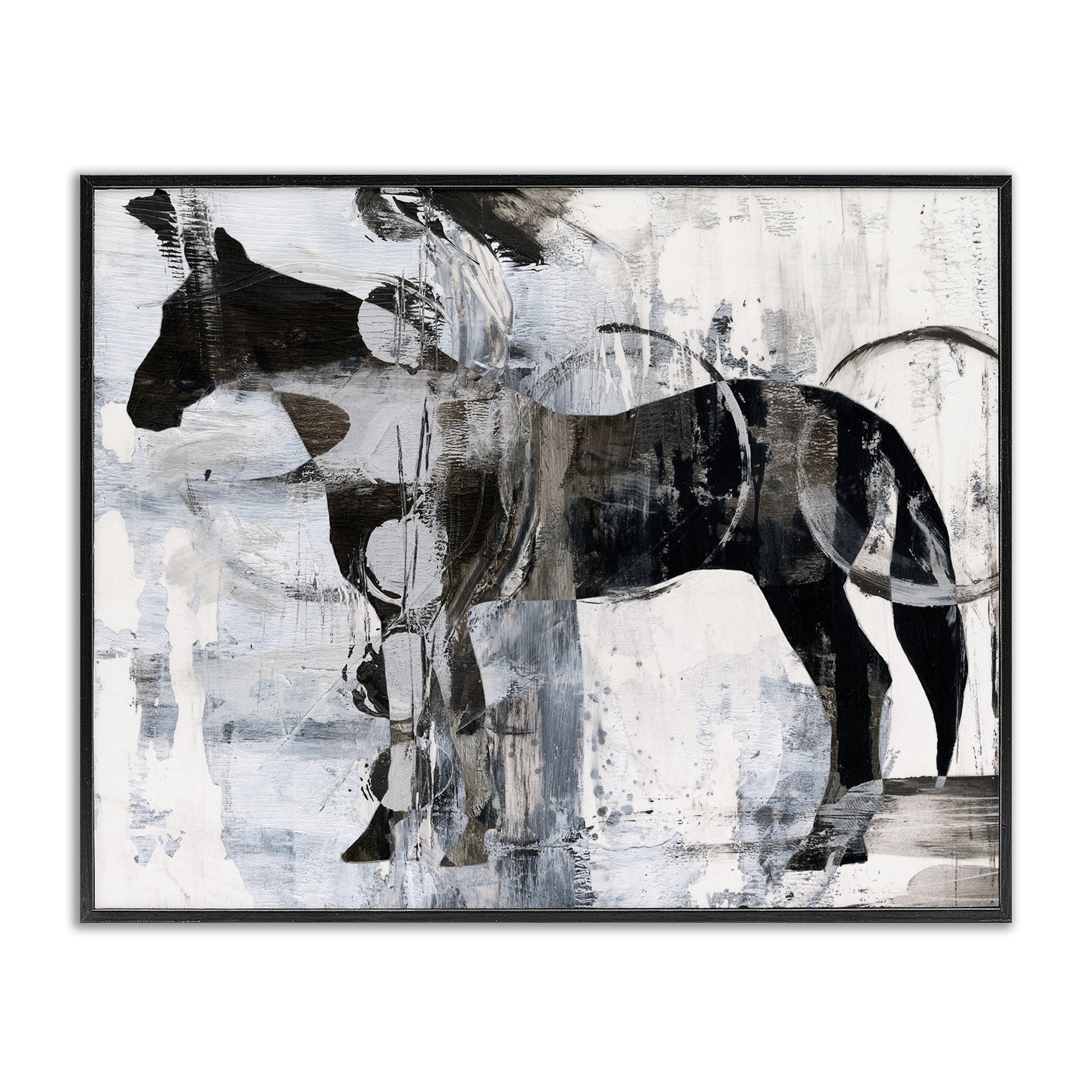 Stupell Industries Horse & Abstract Circles Animals & Insects Painting Black Framed Art Print Wall Art, 14 x 11
