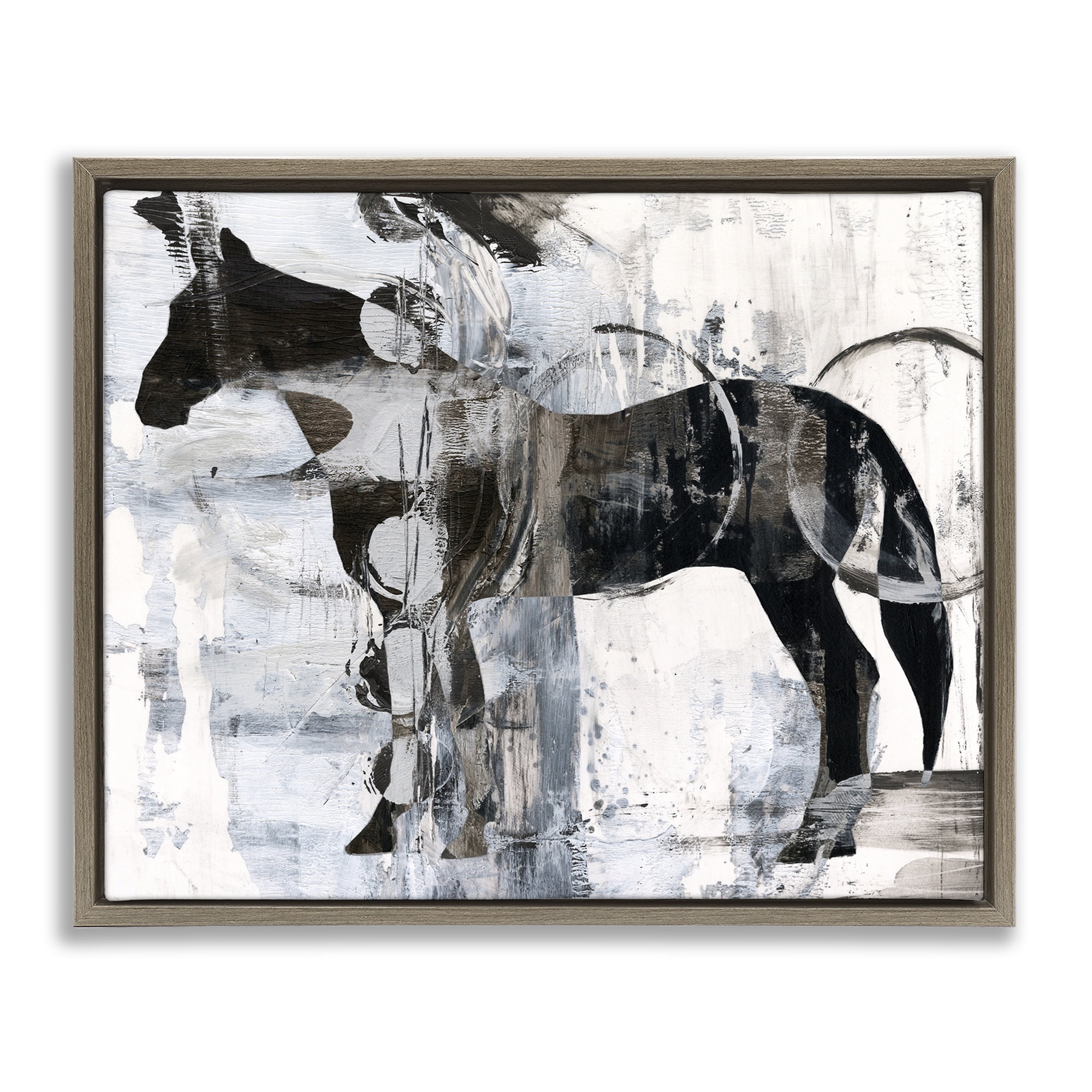 Stupell Industries Horse & Abstract Circles Animals & Insects Painting Brown Floater Framed Canvas Art Print Wall Art, 21 x 17