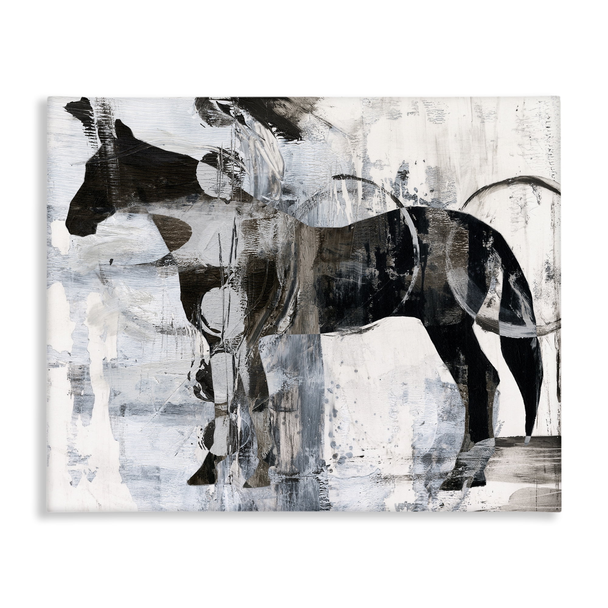 Abstract Black and White Horse Canvas Wall Art, 20 x 16