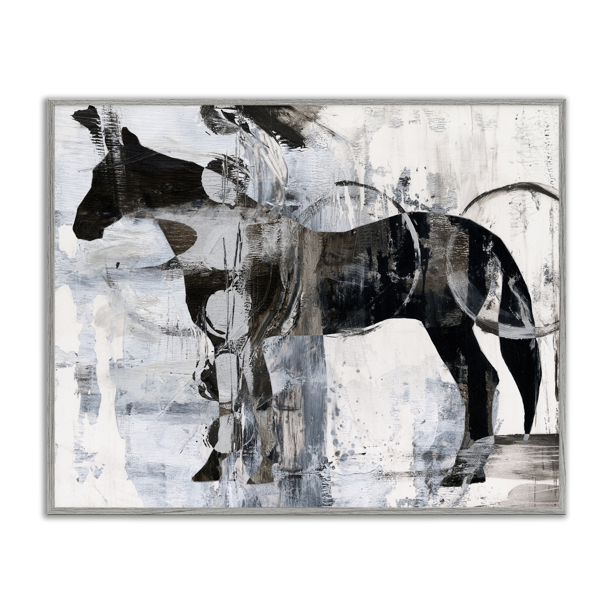 Stupell Industries Horse & Abstract Circles Animals & Insects Painting Gray Framed Art Print Wall Art, 30 x 24