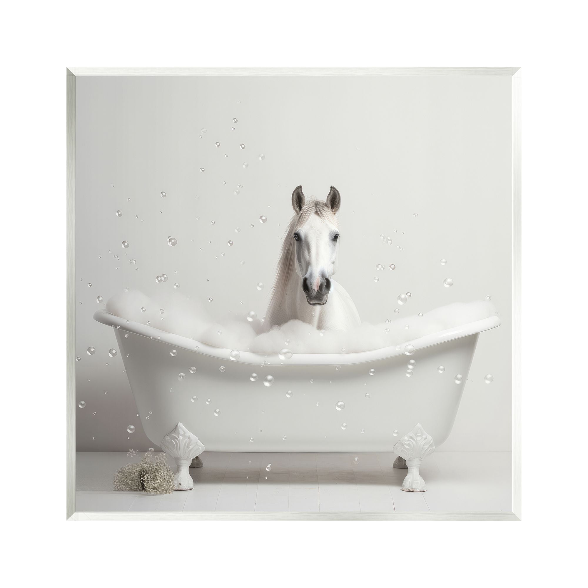 Stupell Industries Horse Bubble Bath Animals & Insects Painting Unframed Art Print Wall Art, 12 x 12