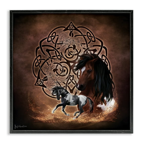 Stupell Industries Horse Celtic Knot Animals & Insects Painting Black Framed Art Print Wall Art, 12 x 12