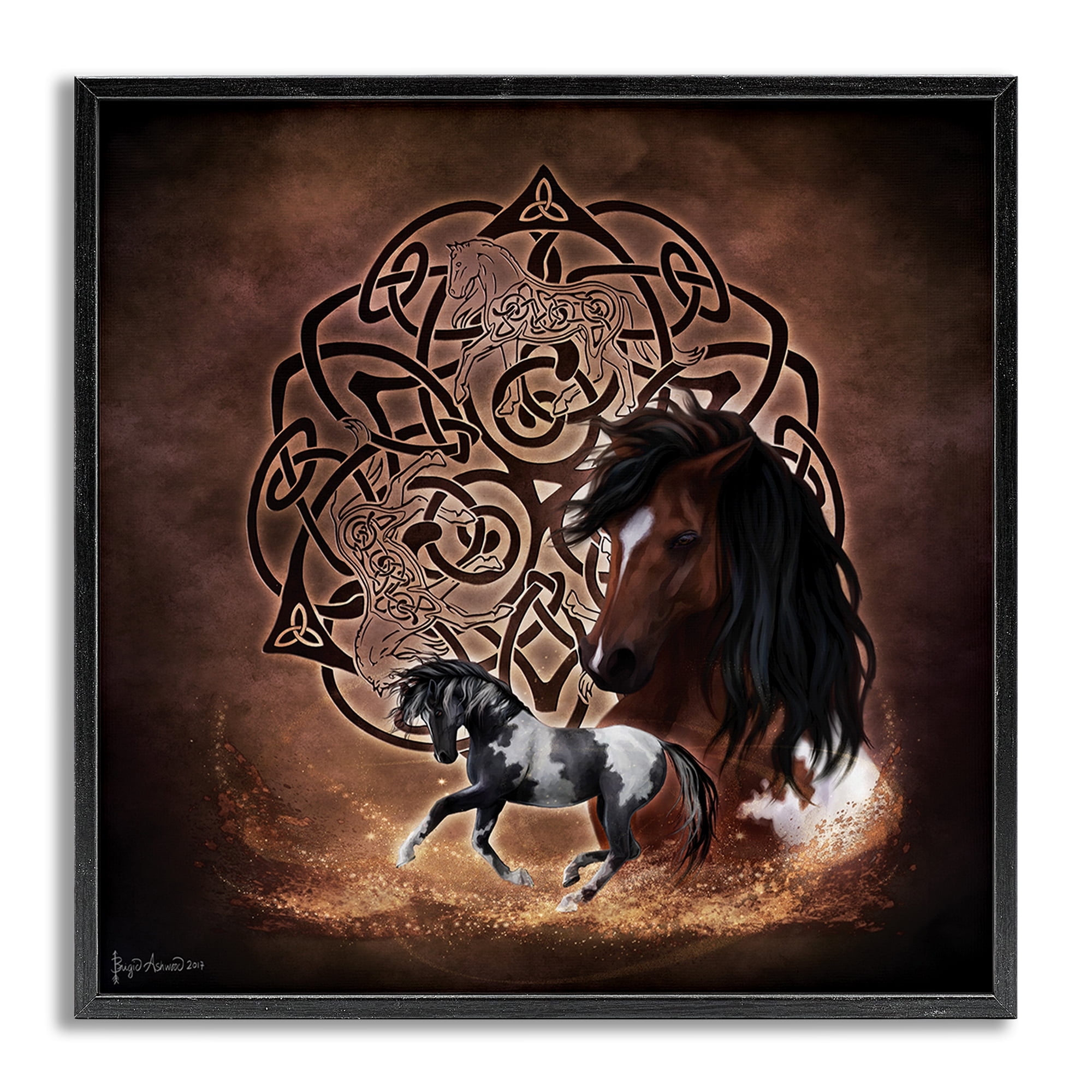 Stupell Industries Horse Celtic Knot Animals & Insects Painting Gray Framed Art Print Wall Art, 24 x 24