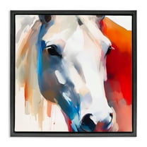 Stupell Industries Horse Close Up Face Animals & Insects Painting Black Floater Framed Canvas Art Print Wall Art, 18 x 18