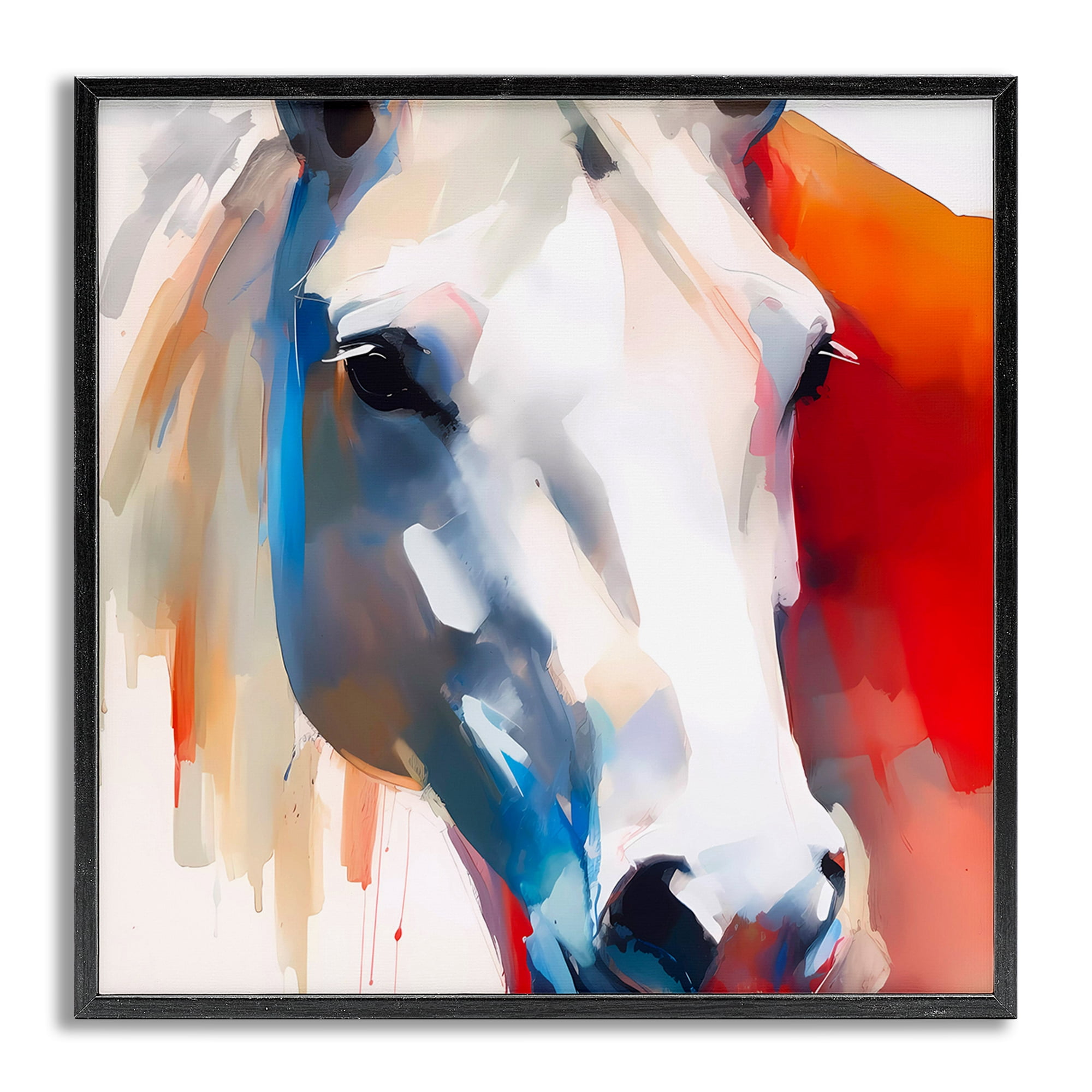 Stupell Industries Horse Close Up Face Animals & Insects Painting Gray Framed Art Print Wall Art, 12 x 12