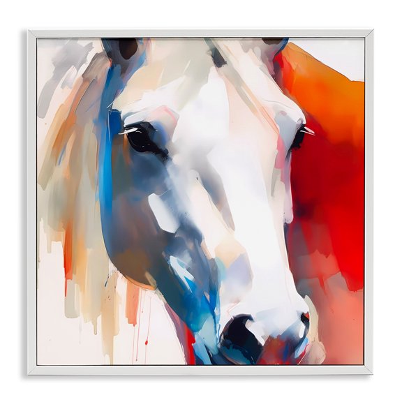 Stupell Industries Horse Close Up Face Animals & Insects Painting White Framed Art Print Wall Art, 24 x 24
