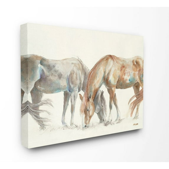 Stupell Industries Horse Couple Gray Brown Watercolor Painting Canvas Wall Art by Third and Wall