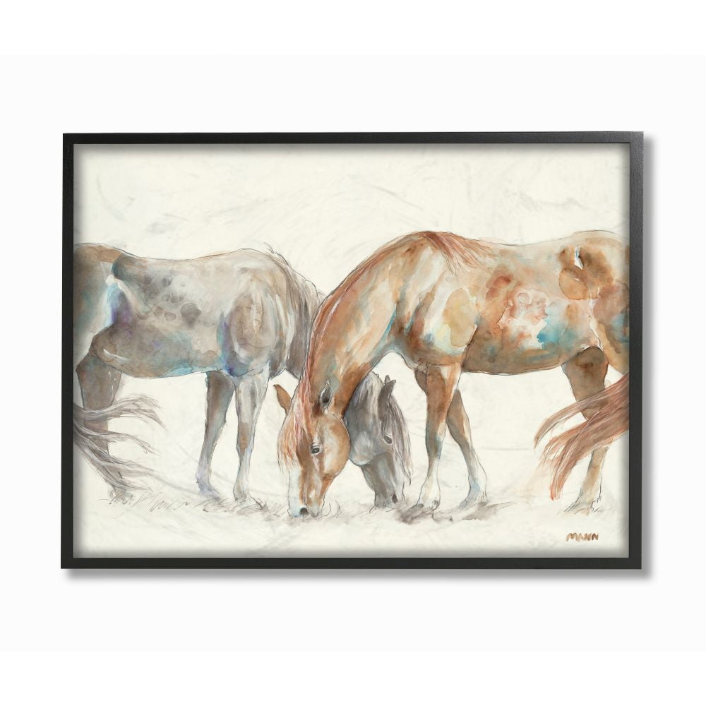 Stupell Industries Horse Couple Grey Brown Watercolor Painting Black Framed Wall Art, 16 x 20, byThird and Wall