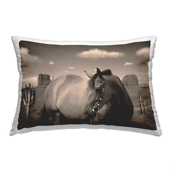 Stupell Industries Horse & Desert Cactus Decorative Printed Throw Pillow, 14 x 20