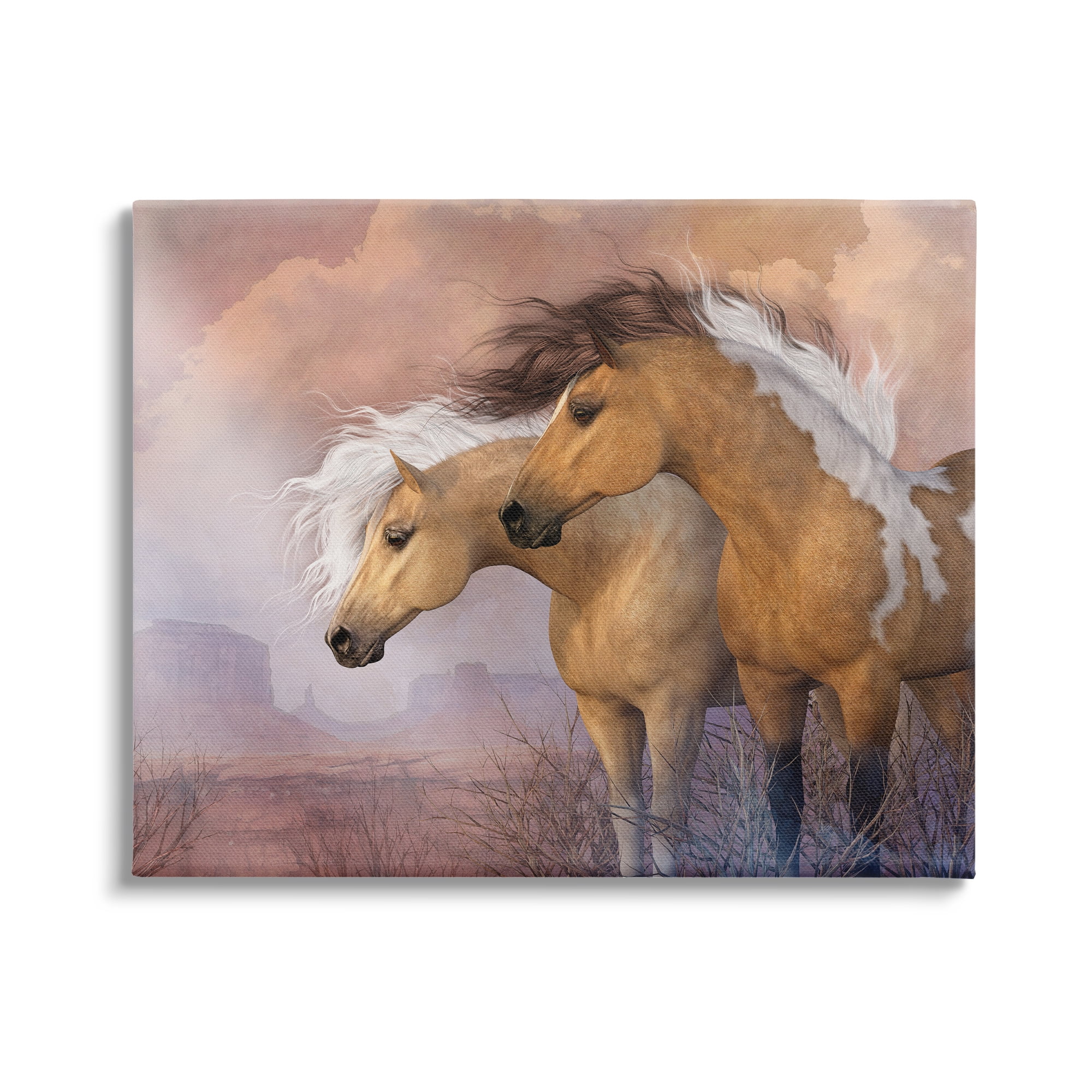 Stupell Industries Horse Duo at Sunset Animals & Insects Painting Gallery Wrapped Canvas Art Print Wall Art, 20 x 16