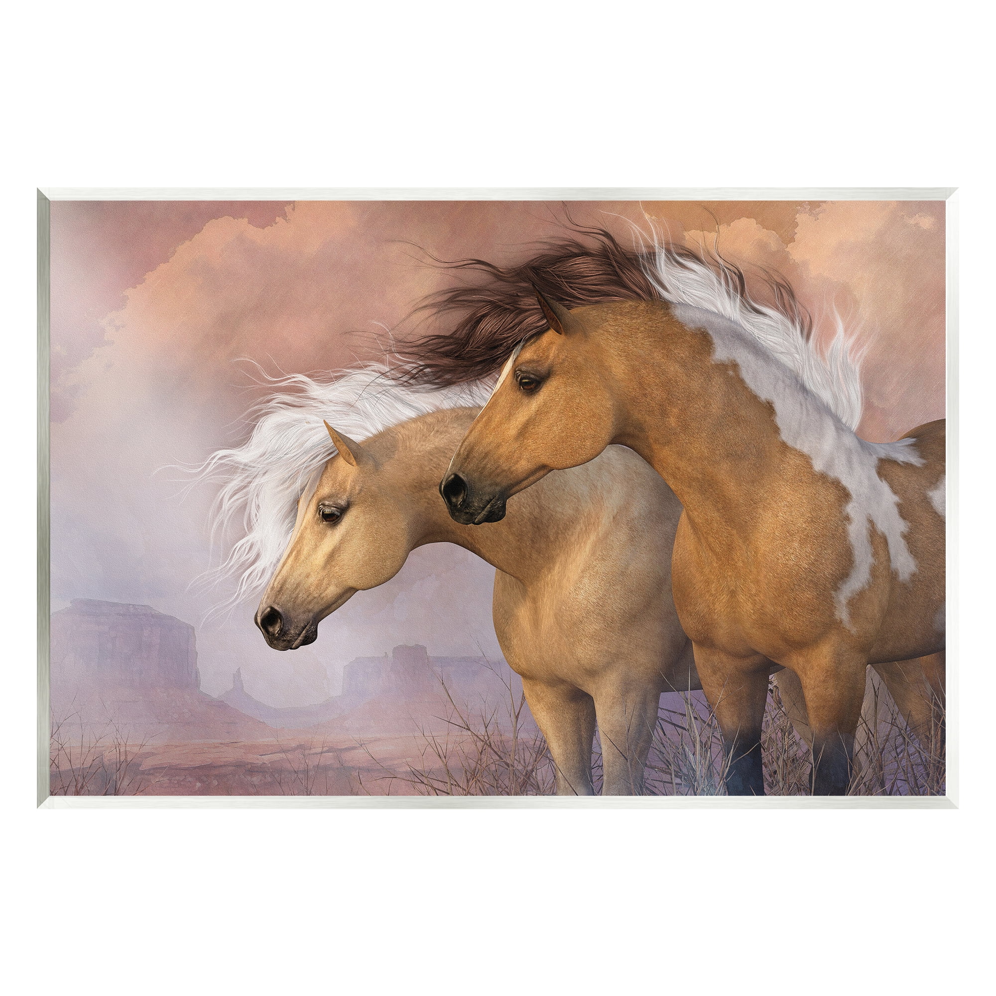 Stupell Industries Horse Duo at Sunset Animals & Insects Painting Unframed Art Print Wall Art, 15 x 10