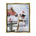 thumbnail image 1 of Stupell Industries Horse Eating Snowman Carrot Scene Holiday Painting Gold Floater Framed Art Print Wall Art, 1 of 6