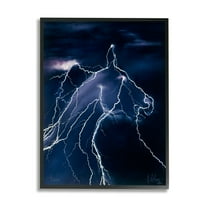 Stupell Industries Horse Face in Lighting Storm Nature Painting Black Framed Art Print Wall Art, 11 x 14